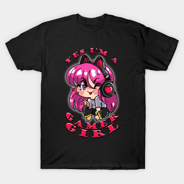 Yes Im A Gamer Girl Red T-Shirt by Shawnsonart